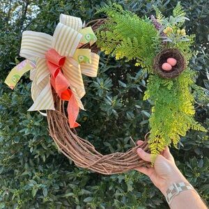 Decorative Wreath with Bow and Nest 🪺